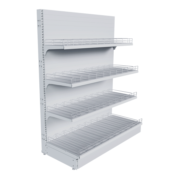 sk_НАБОР стеллаж 25 70 ГЛУХОЙ пристенный 1550х1250х500 4 полоки, ограничители, разделители, ценникод