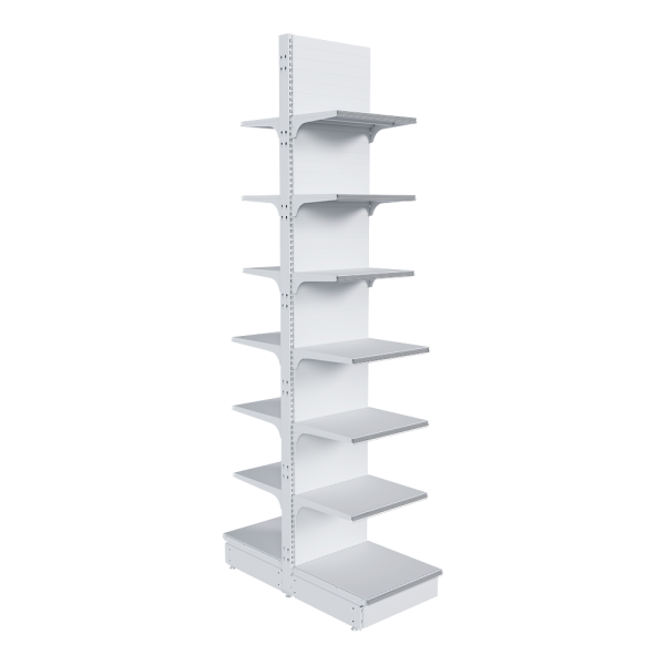 stpos_НАБОР стеллаж 25 70 ГЛУХОЙ островной 2600х500х500 14 полок, ценникодержатели