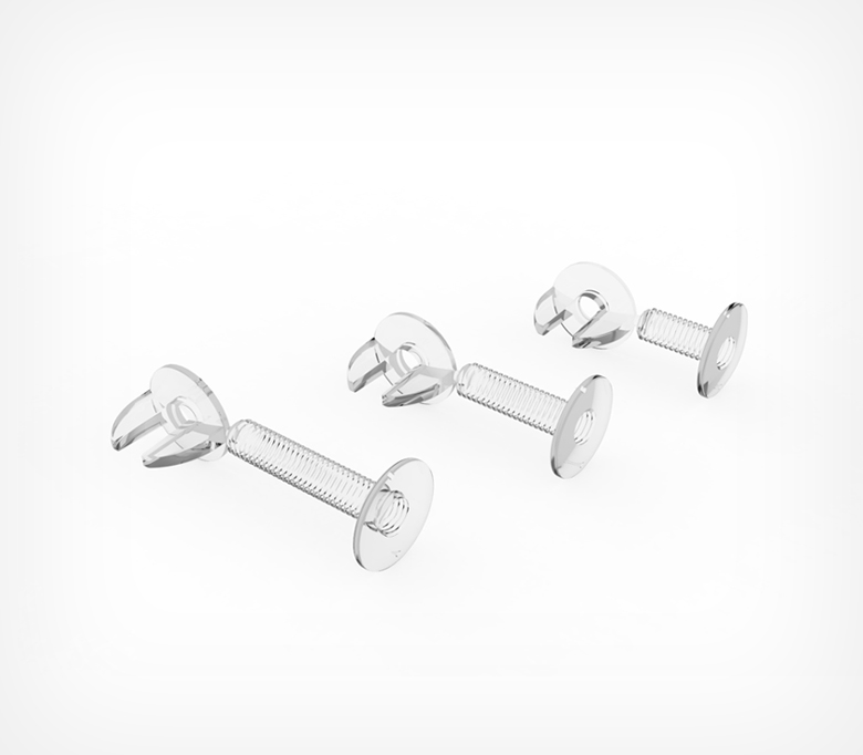 02_Пластиковый винт и гайка с ушками VIKING SCREW, 12,18,25 мм Прозрачный