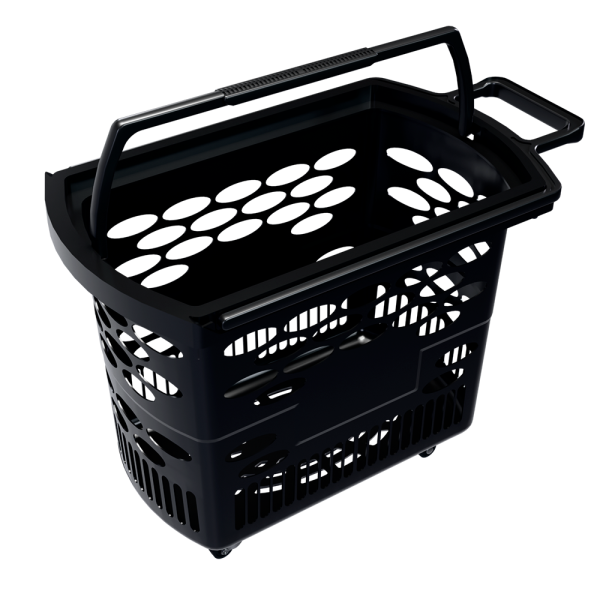sk_Корзина тележка пластиковая 4 колеса 38л BASKET-38, Черный
