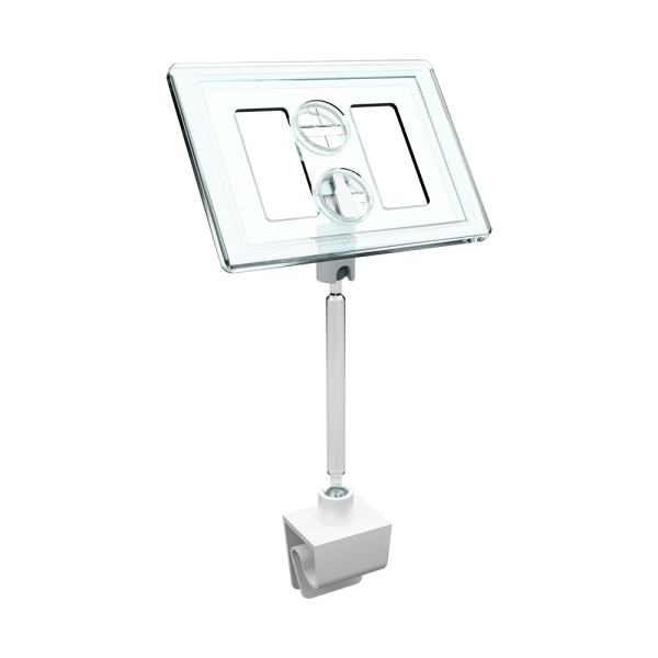 sk_Рамка ТЕХНО А8 прозрачная, белый держатель TECHNO CL, ножка  50мм