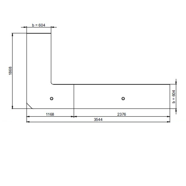 sk_Столешница ЛДСП Кассового модуля углового левостороннего, 3544х1868х32 мм, Дуб Джаггер