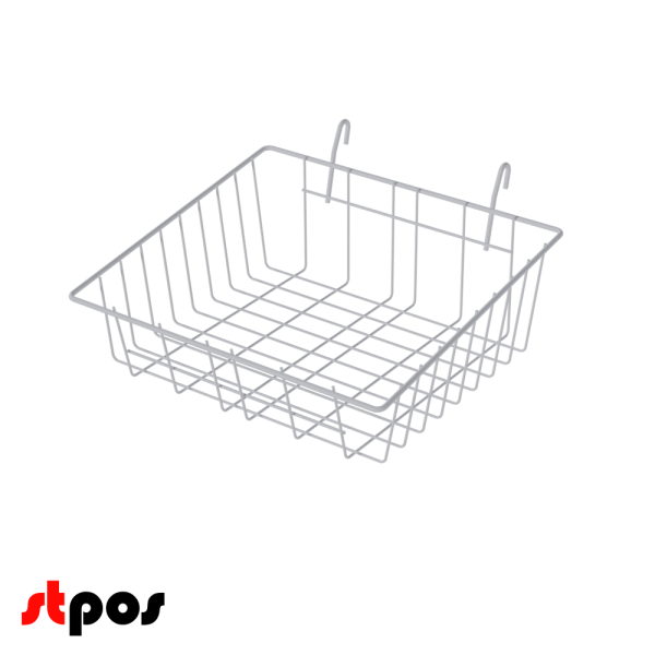00_Полка-корзина на сетку малая 355x310х85(130)мм, RAL9016, Белый