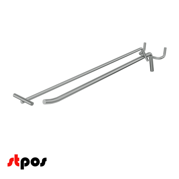 02_Крючок для перфорации одинарный с ценникодержателем 300мм, цинк-хром, d5d4, шаг 45