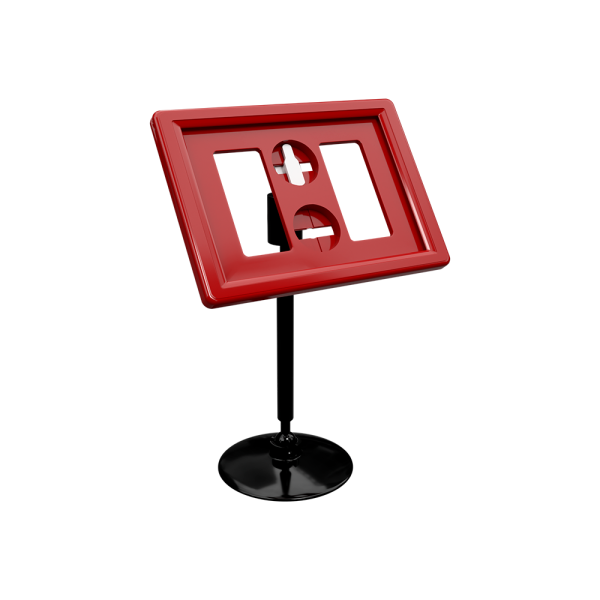 sk_Рамка ТЕХНО А8 красная, черный держатель TECHNO ROUND BASE-VL 50мм, ножка  50мм