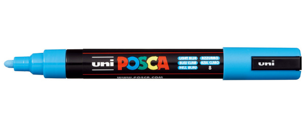 1_Маркер на водной основе POSCA PC-5M, голубой (LIGHT BLUE - 8), 1.8 - 2.5 мм, пул. нак.