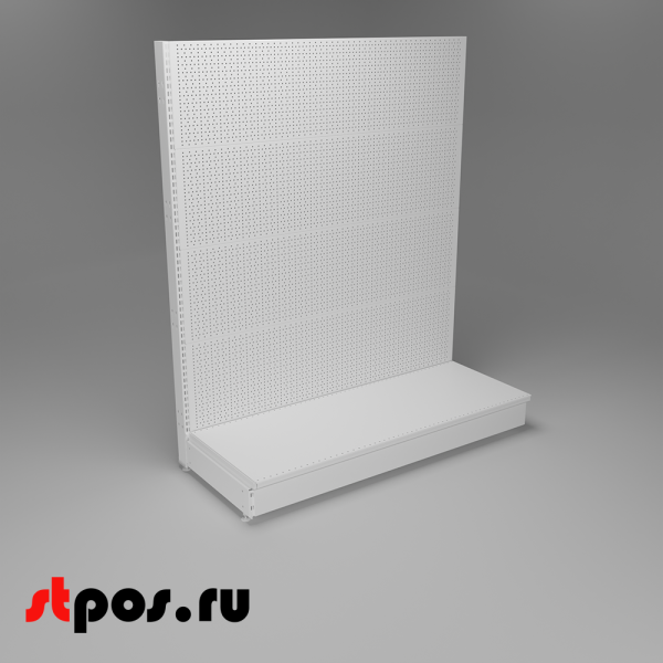 00_НАБОР Стеллаж 25 70 ПЕРФОРИРОВАННЫЙ пристенный1550х1330хо500, 1 полка + плинтус, RAL9016, Белый