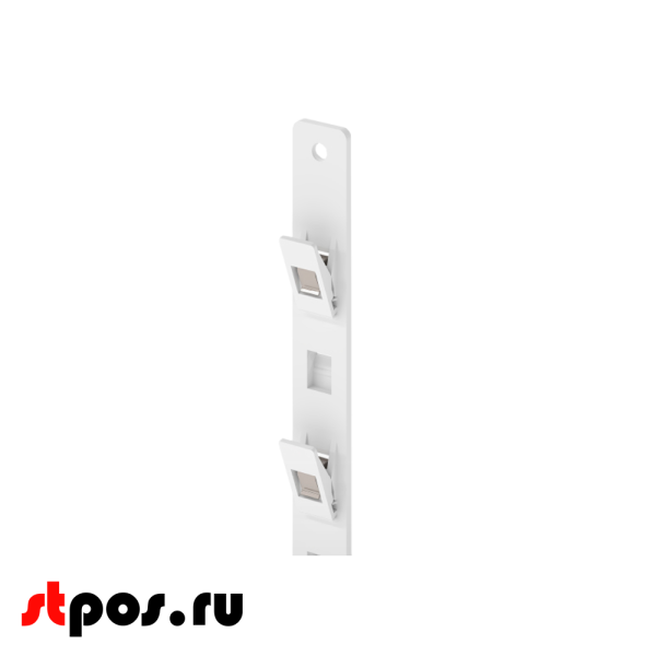 00_Подвесная пластиковая лента 380 мм CLIP STRIP-W-08, 6 крючков, Белый