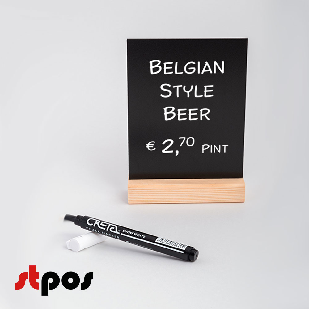 Тайбл-тент формата А6 с маркерной доской WOOD BASE 4 (меловой тайбл-тент А6-1шт,маркер-1шт)