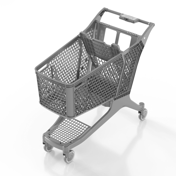 sk_Тележка покупательская пластиковая с д/с DRIFT, 180л, Серая, с серым дет. сиденьем