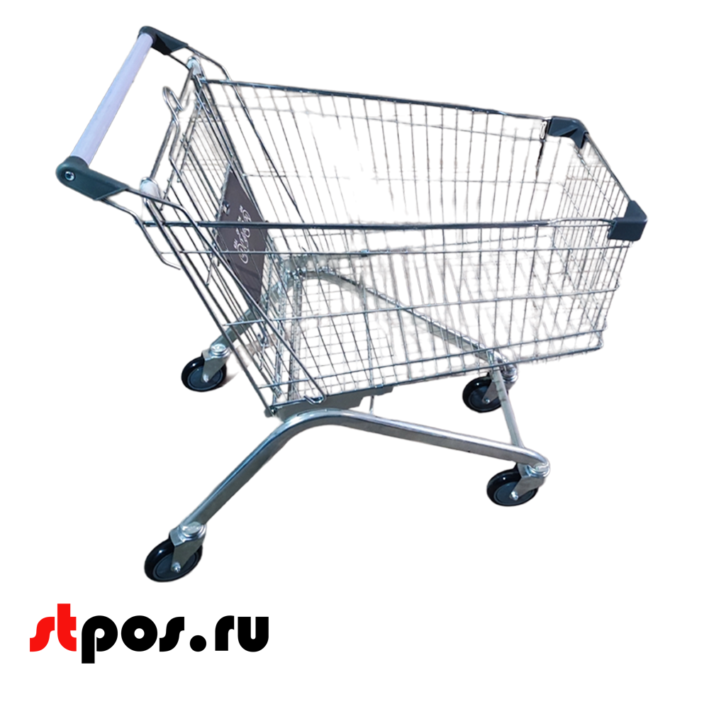 03_Тележка покупательская 125 л (колесо 125мм), цинк+лак, c детским сидением (европейский тип), Серый