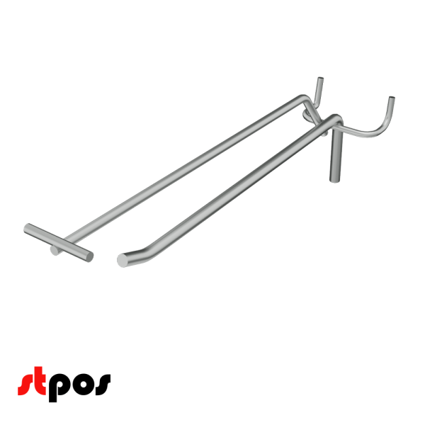 02_Крючок для перфорации одинарный с ценникодержателем 300мм, цинк-хром, d8d4мм, шаг