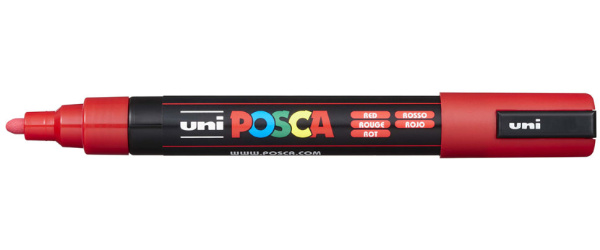 1_Маркер на водной основе POSCA PC-5M, красный (RED - 15), 1.8 - 2.5 мм