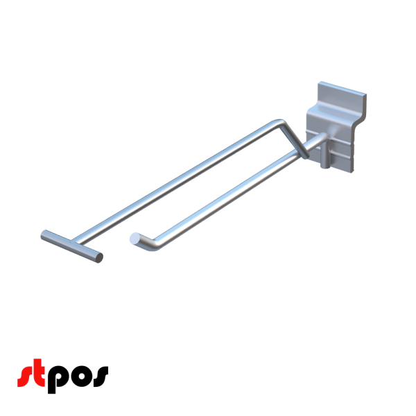 00_Крючок для экономпанели одинарный с ценникодержателем 150мм, d5d4, цинк-хром