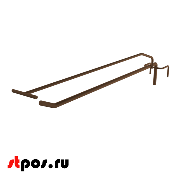 00_Крючок на сетку (решетку) с ценникодержателем, 400 мм, d8 d5, шаг 50, RAL 8007, коричневый УСИЛЕННЫЙ