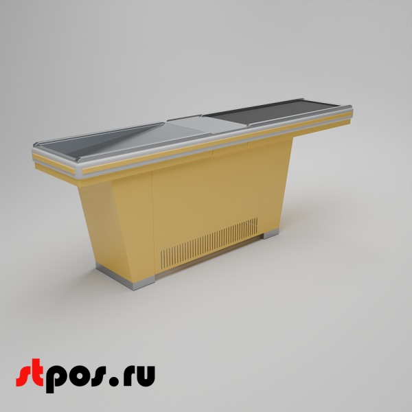 00_Кассовый бокс Stream-L-260S-Т150 (тр-р 150см,ш_нерж.,б_выр_,уз_нак.), RAL1018, Желтый, Левый