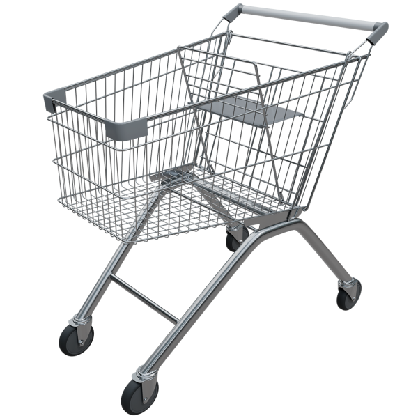 sk_1_Тележка покупательская 60 литров c детским сидением, цинк+лак,(европейский тип), Серый