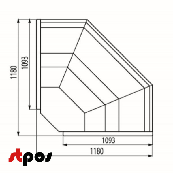 1_Холодильная витрина CRYSPI GAMMA-2 QUADRO (0...+7) OC 90 (угол внешний), LED С БОКОВИНАМИ