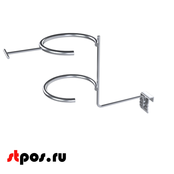 00_Держатель для фенов с ценникодержателем, крепление с зажимом на штангу 30х15 мм, Цинк