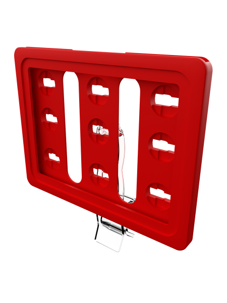 sk_Рамка ТЕХНО А7 красная, прозрачный держатель TECHNO CL-UNBO 40мм