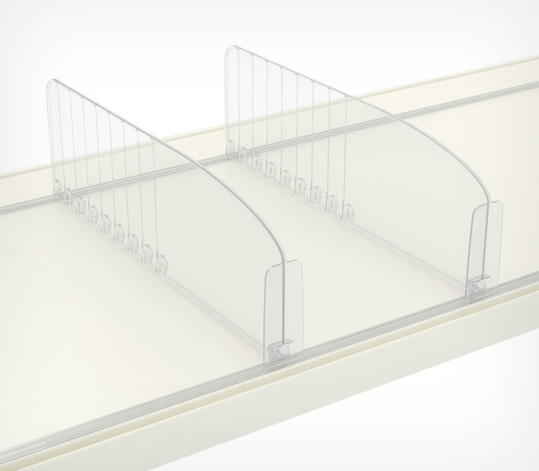 02_Разделитель пластик.120мм обламывающийся c передним огранич. 80мм DIV120-ВT80 285-485мм, Прозрачный