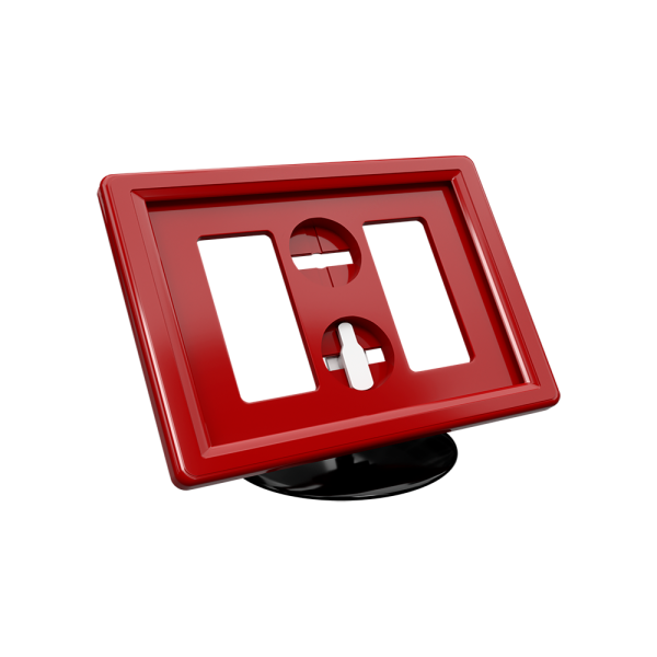 sk_Рамка ТЕХНО А8 красная, черный держатель TECHNO ROUND BASE-VL 50мм