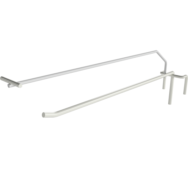 sk_Крючок на сетку (решетку) одинарный с ценникодержателем 275мм, d6/d4, шаг 50мм, RAL9016 Белый