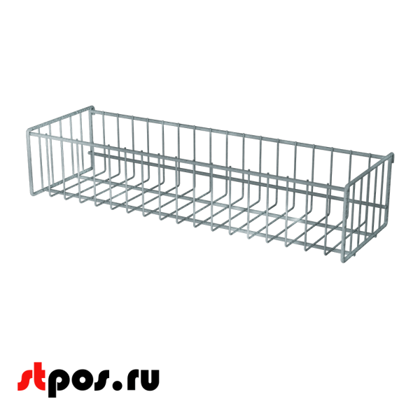 00_Корзина сетчатая на решетку 150х500 мм, h 100 мм Нордика RAL 7016 Шагрень