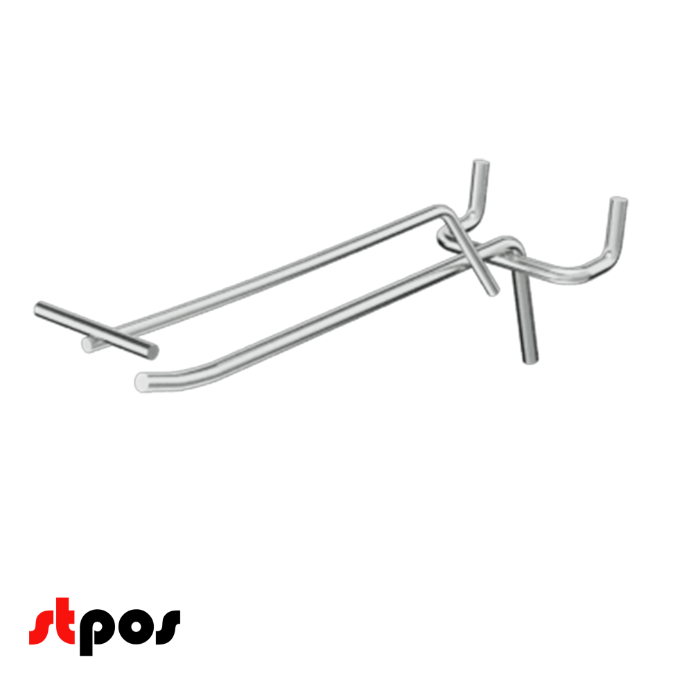 02_Крючок для перфорации одинарный с ценникодержателем 150мм, цинк-хром, d4 d3, шаг 45, BUDGET
