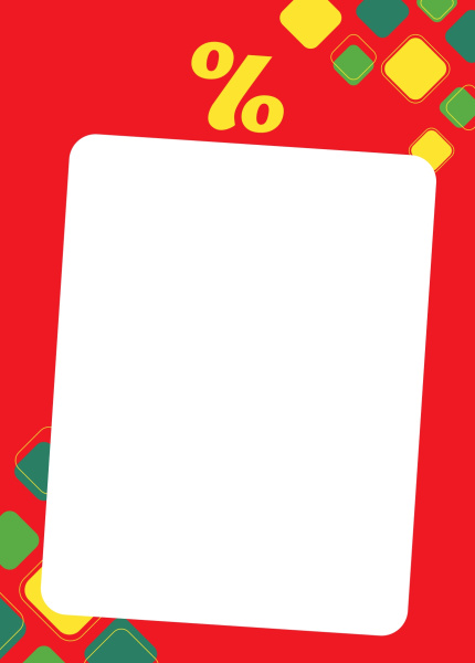 00_Вставка-выделитель ценника РОМБ в пластиковую клик-рамку  %  ПЭТ 0,5мм, красный тон, А4