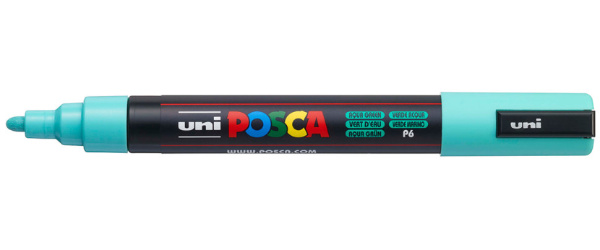 1_Маркер на водной основе POSCA PC-5M, морская волна (AQUA GREEN - P6), 1.8 - 2.5 мм, пул. нак.