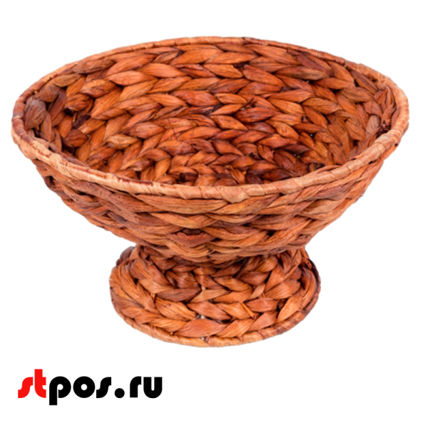 00_Корзинка круглая плетенная из бананового листа, 300х180 мм, коричневая