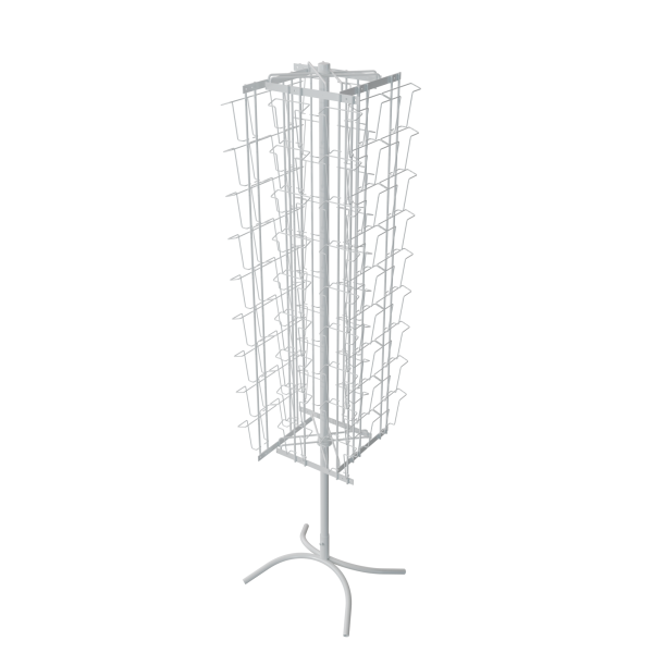 sk_КОМПЛЕКТ Буклетница вращающаяся 72 ячейки для открыток (36A5+36А6), опора Х-образная, RAL9016, Белый