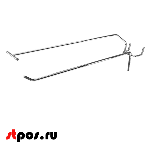 00_Крючок для перфорации одинарный с ценникодержателем 300 мм, шаг 50, d5 d4, хром