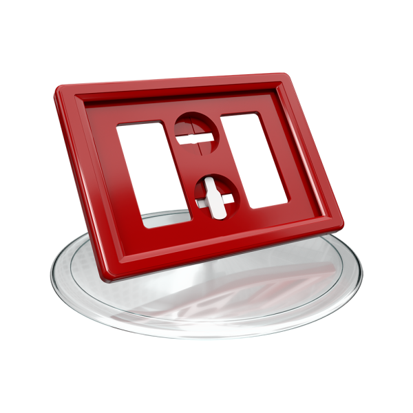 sk_Рамка ТЕХНО А8 красная, прозрачный держатель TECHNO BASE-XL 90мм