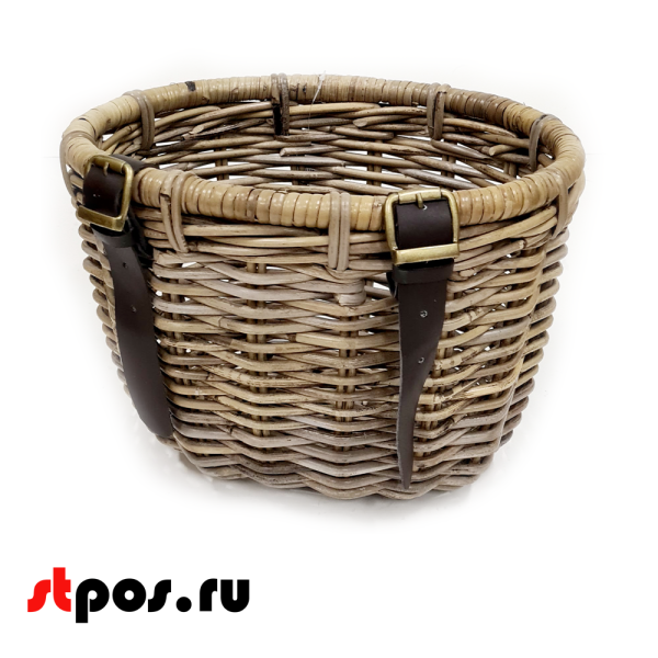 00_Подвесная корзинка плетеная из натурального ротага, 340х290х240 мм, Серый