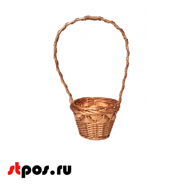 00_Корзинка круглая, с полуовальной ручкой, D 220мм, Золото