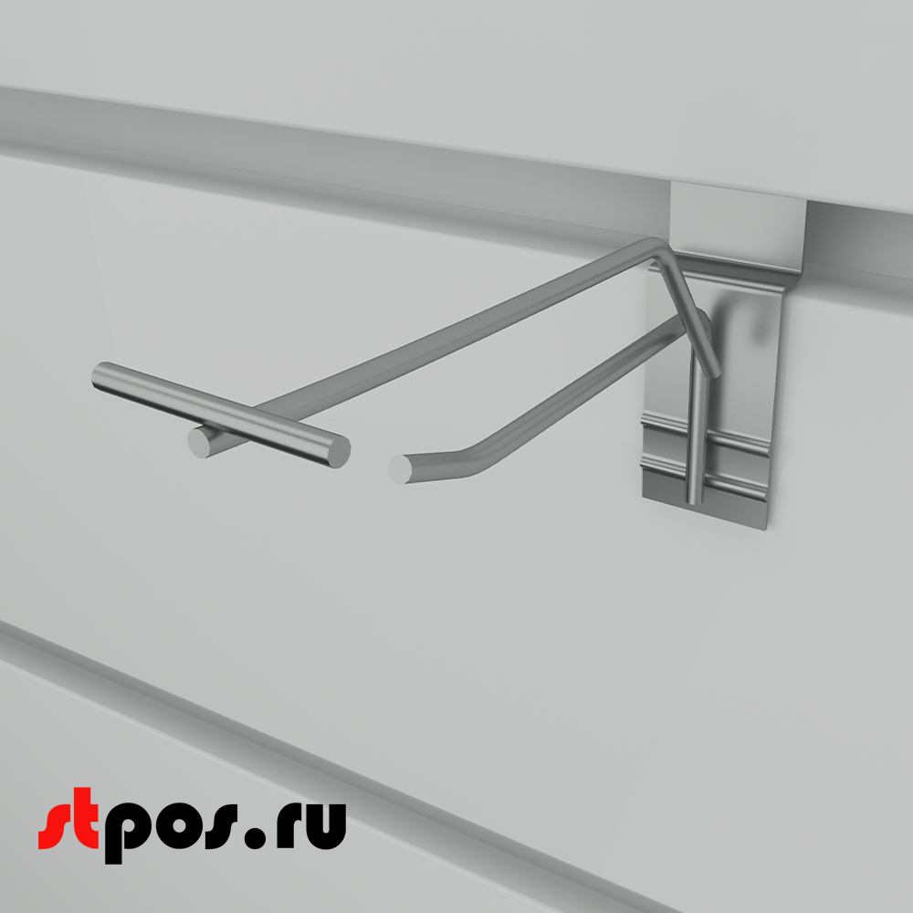 02_Крючок для экономпанели одинарный с ценникодержателем 100мм, d5d4, цинк-хром