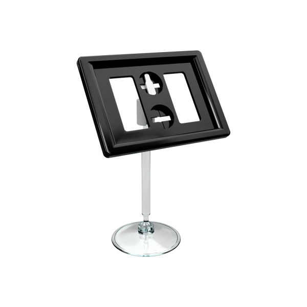 sk_Рамка ТЕХНО А8 черная, прозрачный держатель TECHNO ROUND BASE-VL 50мм, ножка  50мм