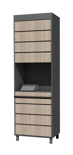 01_Диспенсер сигаретный ЛДСП, 7 полок по 10 видов, 731х420(320)х2066 (с нишей под весы)