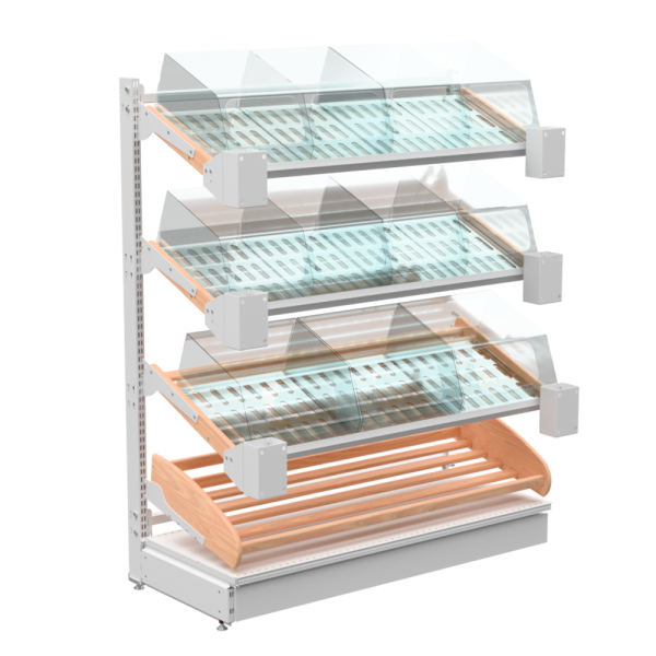 sk_НАБОР Стеллаж 25 70 для выпечки с лотками из поликарбоната 1550х1250х500 мм, Глянец, RAL9016 Белый