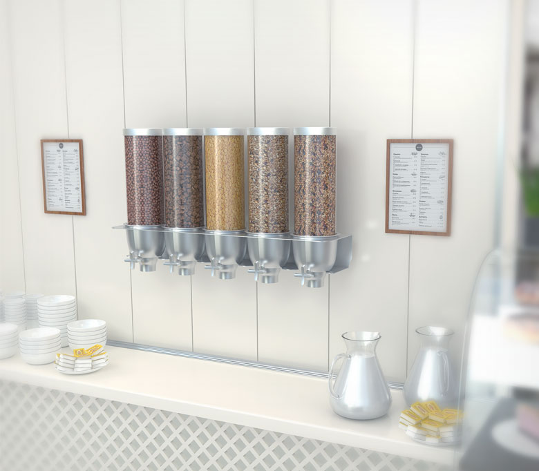 03_Настенная подставка под гравитационные контейнеры CANDYPIPE WALL 