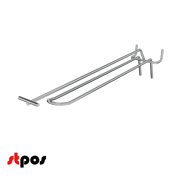 04_Крючок для перфорации двойной с ценникодержателем 300мм, хром, шаг 50мм