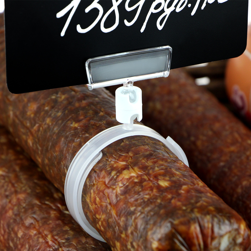 4_Ценникодержатель-улитка на колбасу ROLL-CLIP, ножка 0 мм, Белый