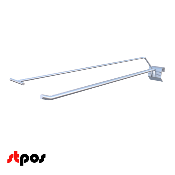 00_Крючок для штанги 40х20 (профиль) одинарный с ценникодержателем 500мм, покрытие цинк-хром, d8 d4