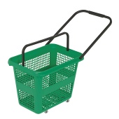 Корзина-тележка пластиковая 4 колеса 54л BARCELONA, Зеленый