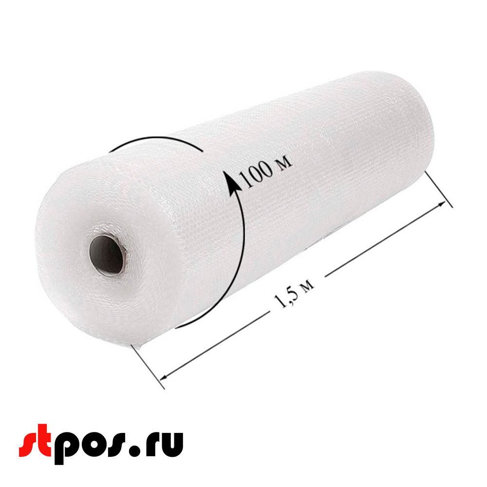 02_Воздушно-пузырьковая упаковочная пленка 1,5х100м двуслойная СПЦ-2, прозрачная