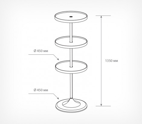03_Схема дисплея UNIBOWL-RX-3, 3 пластиковые полки, Белый