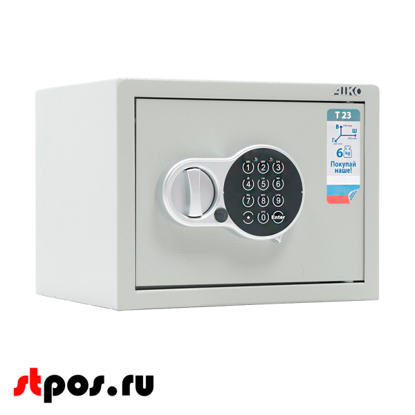 00_Сейф мебельный AIKO Т-23 EL 230x300x250мм, кодовый электронный замок, RAL 7038, Серый 