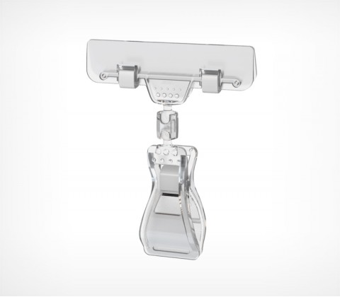 1_Держатель универсальный на прищепке с широким зажимом высота ножки 0мм FX-CLAMP, Прозрачный